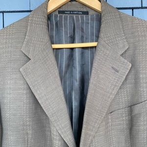 Mens Armani Collezioni Dusty Houndstooth Check Linen Blend Sport Coat 44R